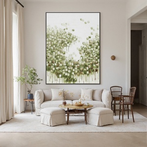 Peinture à l'huile abstraite géométrique, peinte à la main sur toile, art mural pour bureau, espace de travail partagé, décoration - Product Image 6