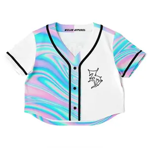 Custom Women Crop Top Baseball Style Shirt Embroidery Logo Design Baseball Jersey For Women