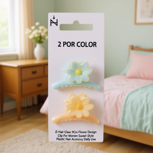 Pinza para el pelo Zi de 9 cm con diseño de flor para mujer, estilo dulce, accesorio para el cabello de plástico para uso diario - Product Image 2