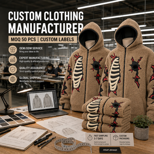 Veste à capuche zippée pour homme en polaire Sherpa personnalisée par le fabricant, motif squelette Y2K Grunge avec découpe de poitrine et flammes rouges - Product Image 1