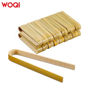 WOQI Ustensiles de cuisine en bambou vert Pince à thé pour salade <span class=keywords><strong>Bacon</strong></span> et toast Ustensile en bois pour la préparation des aliments - Product Image 1