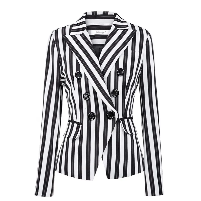 Newest style long sleeve women's suits striped slim fit jacket women
