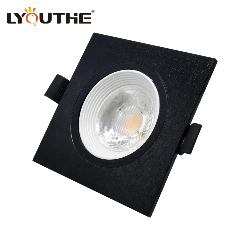 שחור פלסטיק led downlight שקוע 5w כיכר מסגרת gu10 cob ספוט אור