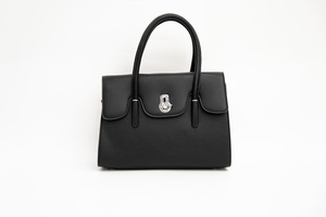 <b>Brown</b> Leather Look Handbag, Structured Tote Bag, Flap Purse with Metal Lock for Office Daily Use - Product Image 4
