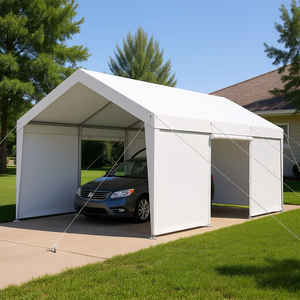 Abri de voiture extérieur robuste 10x20 pieds avec parois latérales, abri blanc pour véhicules - Product Image 2