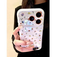 Coque de téléphone portable pleine écran à motif floral pour iPhone 14 18 16 17 Pro Max, antichoc, en acrylique anti-lumière bleue, coque arrière