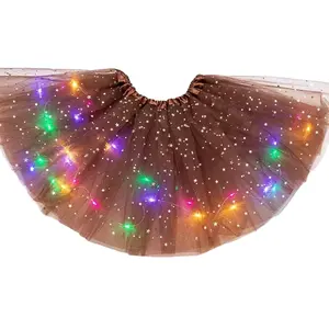 tutu skirt children's led light skirt star sequin luminous mesh skirt