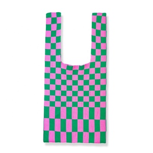 2023 Designer stile coreano borse in maglia all'uncinetto per le donne Casual Tote due Open alla moda modello a scacchi per lo Shopping - Product Image 6