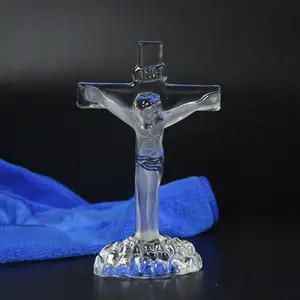 Wholesale Crystal Cross Jesus Religious Clear Christian Souvenir For Church Gift