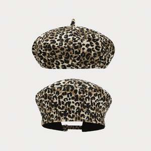 Boina Clásica de Otoño con Estampado de Leopardo, Estilo Retro, para Mujer, Diseño de Moda con Personalidad, Gorra de Pintor - Product Image 1