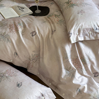 Juego de Sábanas King Size de Lujo, Algodón de Fibra Larga, Impresión Digital, Juego de Ropa de Cama con Edredón