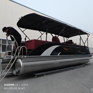 Gulungan pancing bahan Aloi Aluminium 2 tabung, perahu memancing Platform tempat tidur ponton apung dengan Bar LED dilengkapi dengan 90hp Motor luar - Product Image 2