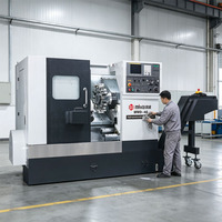 Tour CNC industriel MIVA à double broche et couteau oblique, durable et à faible entretien, pour usinage de pièces en rangée