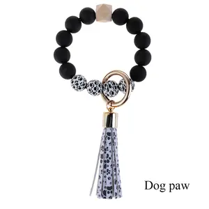 браслет lucky год собаки Suppliers-Деревянный браслет с кисточкой, с принтом в виде собачьей лапы