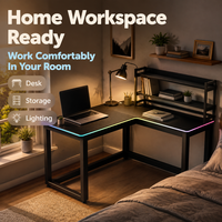 Bureau d'ordinateur en fibre de carbone AOR avec éclairage RGB, support pour casque et porte-gobelet, certifié