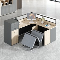 Bureau de travail en bois minimaliste moderne pour personnel, avec fonction lit de repos, cloison de séparation pour poste de travail et combinaison bureau-chaise pour pause déjeuner