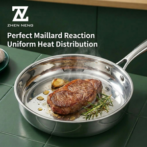 Poêle à frire en acier inoxydable Zhenneng, qualité 304, base <span class=keywords><strong>de</strong></span> 2,6 mm, polissage miroir, sans PFOA, corps entièrement en acier pour la cuisson professionnelle - Product Image 2
