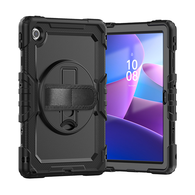 Factory Wholesale 360 Rotating Kickstand Tablet Case with Hand and Shoulder Strap for Lenovo Tab 10.1 K10C