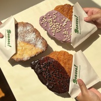 Sac en papier kraft avec fond plat en V, personnalisé avec logo, écologique, résistant à la graisse, pour beignets, baguettes, gaufres, croissants écrasés, boulangerie, papier sulfurisé