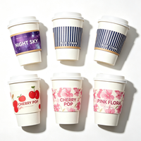 Manchon de tasse jetable en carton kraft ondulé de qualité alimentaire, durable, à motifs variés, pour logo personnalisé, pour tasses à thé et à café, vente en gros