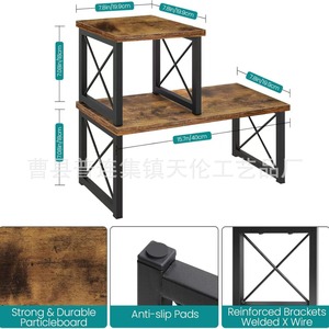 Cross-border wooden desktop <b>shelf</b>, adjustable small bookshelf, stackable desktop stand, simple wooden kitchen storage <b>rack</b> - Product Image 4