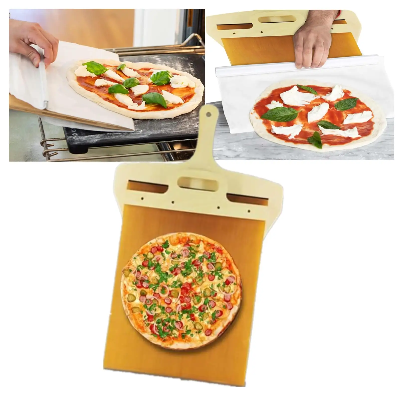 Amazon Venta caliente de grado alimenticio Pizza pala herramienta Peel pala utensilios de cocina herramienta inteligente para hornear