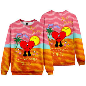 Sweat-shirt unisexe surdimensionné Fitspi en gros, imprimé 3D <span class=keywords><strong>Bad</strong></span> Bunny, pour hommes et femmes, col rond, pull, streetwear Harajuku - Product Image 2