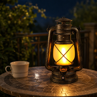 Lanterne de camping rétro rechargeable par USB en ABS avec effet de flamme LED, lampe décorative portable pour la maison
