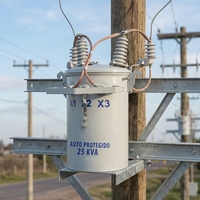Transformateur monophasé 50 kVA monté sur poteau, transformateur de distribution 6 kV, boîtier résistant à la corrosion pour lignes électriques