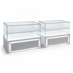 Vitrine <span class=keywords><strong>de</strong></span> Présentation <span class=keywords><strong>de</strong></span> Bijoux sur Mesure en Verre Sans Cadre, Haut <span class=keywords><strong>de</strong></span> Gamme, avec Éclairage LED Verrouillable Blanc Brillant pour Magasin - Product Image 2