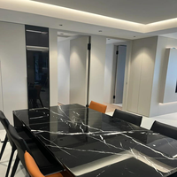 Plan de travail moderne en calcite noire Nero Marquina |   Eastern Stone ES083 Pierre polie noire et blanche coupée sur mesure Garantie 5 ans