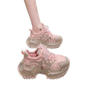 Zapatillas deportivas de plataforma con diamantes de imitación de la marca hip-hop "Full Moon Star" - estilo casual y a la moda para mujer - Product Image 1