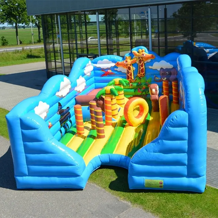 Giungla parco indoor gonfiabile ponticello 6x5.5 metro Animale gonfiabile buttafuori zoo tema all'interno casa di Salto per i bambini