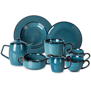 Chaozhou Manufacturer Lake <strong>Blue</strong> Porcelain Dinnerware <strong>Sets</strong>, Hotel Restaurant Ceramic <strong>Dinner</strong> <strong>Set</strong> - Product Image 1