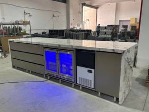 Modern paslanmaz çelik ve petek SS çerçeve açık <span class=keywords><strong>Bar</strong></span> dolabı ile şık tasarım ve buzdolabı buz makinesi - Product Image 3