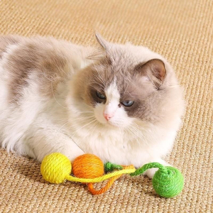 Wholesale Funny Hangable Sisal Ball Set Colorful Ball Cat Toy <b>Bite</b>-resistant Cat Sounds Teasing Cats Hanging Ball Toy - Product Image 6