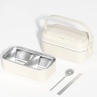 Boîte à lunch en acier inoxydable avec couverts, multi-compartiments, portable, multifonctionnelle, boîte à bento hermétique pour enfants et adultes