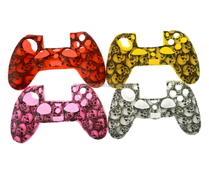 Peau en silicone pour manette PS4 avec impression par transfert d'eau tête de mort, housse de protection en silicone - Product Image 1