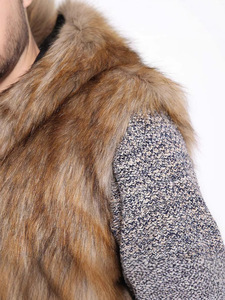 Gilet <span class=keywords><strong>court</strong></span> à capuche en fausse <span class=keywords><strong>fourrure</strong></span> pour <span class=keywords><strong>homme</strong></span> – Veste décontractée polyvalente – <span class=keywords><strong>Manteau</strong></span> d'extérieur en fausse <span class=keywords><strong>fourrure</strong></span> pour <span class=keywords><strong>homme</strong></span> - Product Image 2