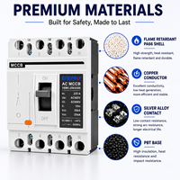 Disjoncteur à boîtier moulé 250A 4 pôles 400/690V à déclenchement thermomagnétique MCCB, interrupteur de déconnexion CA pour systèmes d'alimentation industriels