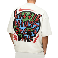 T-shirt Boxy Vintage Streetwear avec Logo de Marque Personnalisé, Impression Graphique Personnalisée, T-shirt Court, T-shirt Surdimensionné Français, Fabricant