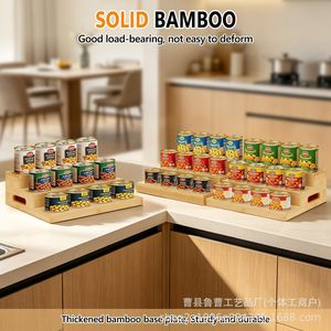 ชั้นวางอาหารกระป๋องไม้ไผ่แข็งแรง 3 ชั้น สำหรับจัดระเบียบเคาน์เตอร์ครัว - Product Image 1