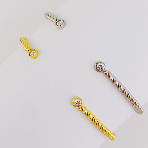 Slim and Cabled Open <b>Bangle</b> <b>Bracelet</b> - Product Image 2