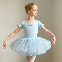 Robe de tutu de ballet noire pour filles Winora avec jupe en tulle à pois, matière spandex/coton, tenue de performance pour enfants