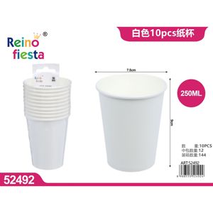 Pacchetto all'ingrosso di tazze di carta bianca da 250ml di 10 per eventi di festa e Catering - Product Image 1