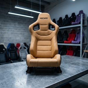 Asientos Deportivos de Carreras Jiabeir Universales, de Cuero PVC Azul RECARO, con Rieles de Doble Bloqueo y Espuma Confortable para Automóvil - Product Image 1