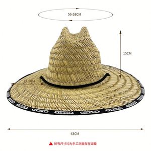 Sombrero de paja unisex personalizado al por mayor 2025 con logotipo personalizado, de ala ancha, tejido, con protección UV, para pesca y salvavidas, para hombre - Product Image 3