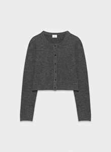 Cárdigan Corto de Punto Gris para Mujer, Manga Larga, Cuello Redondo, Botones al Frente, Estilo Minimalista, Top Otoñal - Product Image 5