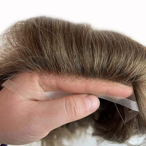 Système de remplacement capillaire en cheveux humains indiens pour hommes, base en dentelle et PU - Product Image 2