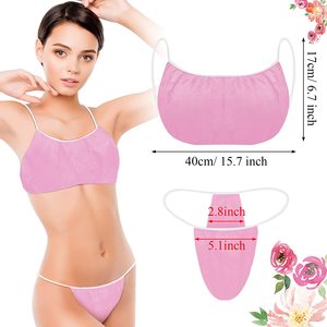 Ropa interior desechable rosa para mujer, conjunto de bragas desechables para spa de bronceado - Product Image 1